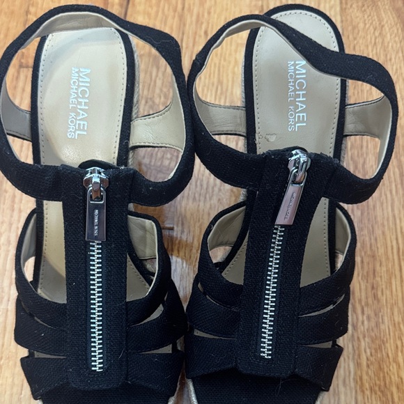 Michael Kors Black and Tan Wedge Sandals - Picture 3 of 3